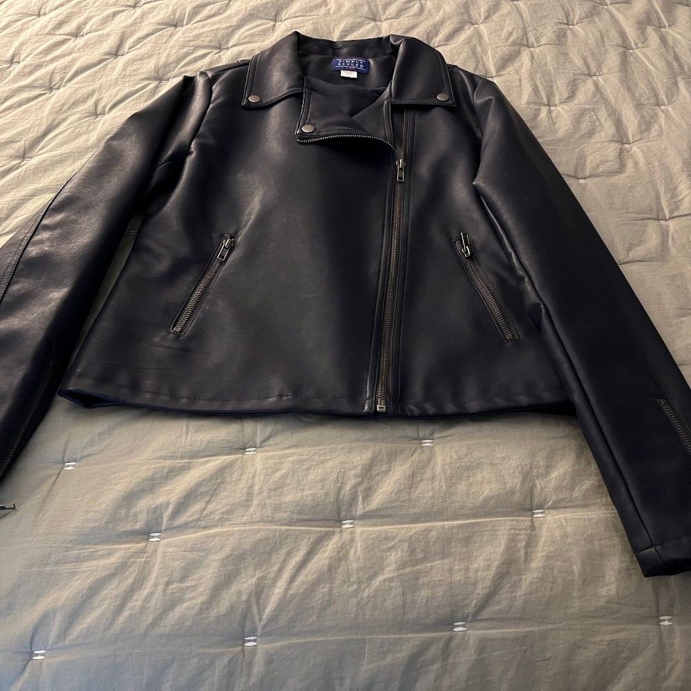 Dark Blue Pleather Jacket